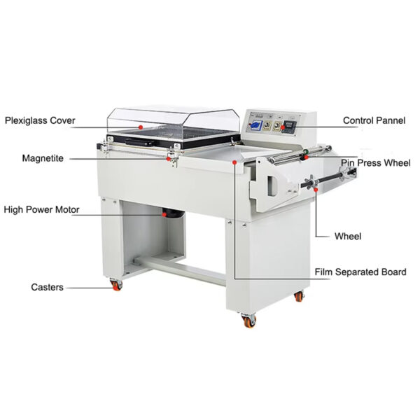 FM5540+BSN4020 Semi Automatic POF Film Plastic Packing Machine for Exercise Book Heat L Bar Sealer Shrink Wrapping Packing Machine - Image 4