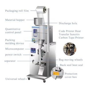SPK220KF 1-100g Hot Ecommerce Make Packaging Flatter Tea Granules Powder Sachet Grain Automatic Wood Spice Coffee Beans Filling Machine