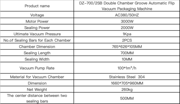 DZ-700/2SB Double Chamber Groove Automatic Flip Cover Vacuum Packaging Machine - Image 6
