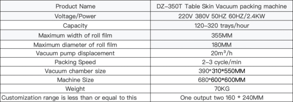 DZ-350T Vacuum Skin Packaging Machine Steak Pork Vegetable Vacuum Packaging Food Tray Sealing Vacuum Sealer Machine - Image 3